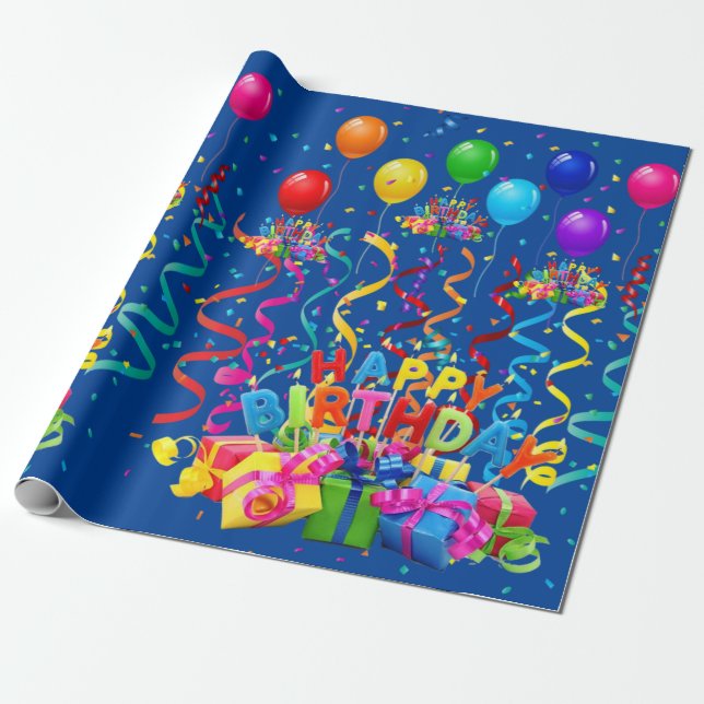 Happy Birthday Wrapping Paper Geschenkpapier (Ungerollt)
