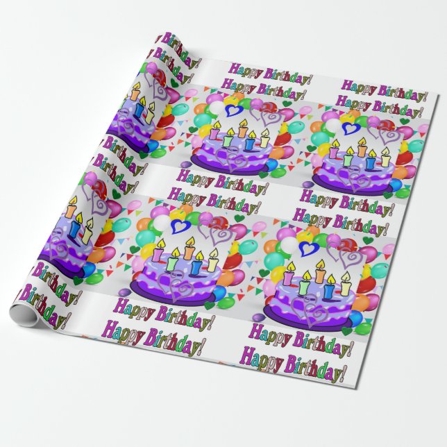 Happy Birthday Wrapping Paper Geschenkpapier (Ungerollt)