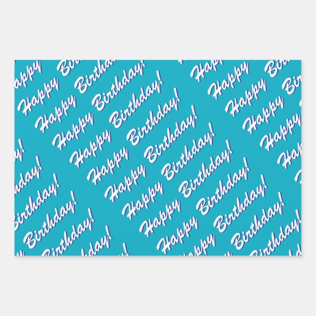 Happy Birthday Wrapping Paper Geschenkpapier Set (Vorderseite)