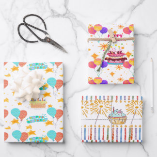 Happy Birthday Wrapping Paper Geschenkpapier Set