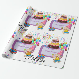 Happy Birthday Wrapping Paper Hippopotamus Geschenkpapier