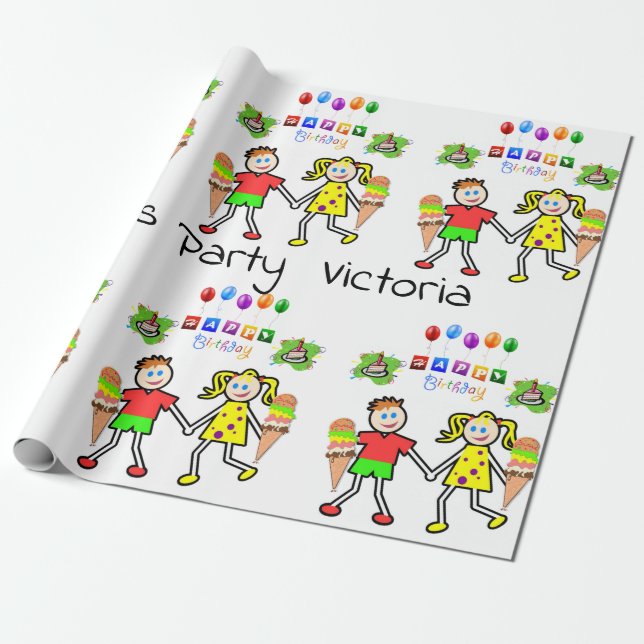 Happy Birthday Wrapping Paper Ice Creme Geschenkpapier (Ungerollt)