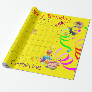 Happy Birthday Wrapping Paper Januar 2022 Gelb Geschenkpapier