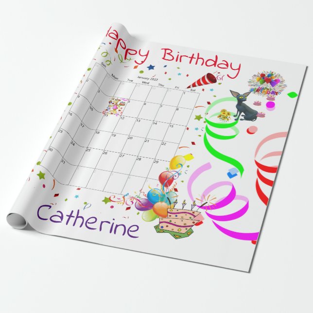 Happy Birthday Wrapping Paper Januar 2022 Geschenkpapier (Ungerollt)