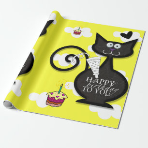 Happy Birthday Wrapping Paper Katze Lady Geburtsta Geschenkpapier