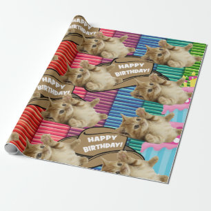 Happy Birthday Wrapping Paper Katze Lady Geburtsta Geschenkpapier