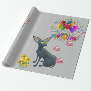 Happy Birthday Wrapping Paper Katze Lady Geburtsta Geschenkpapier