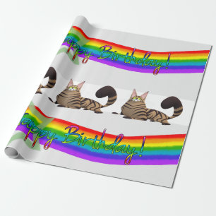 Happy Birthday Wrapping Paper Katze Lady Geburtsta Geschenkpapier