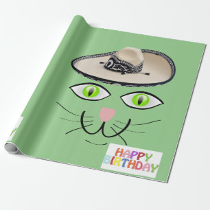 Happy Birthday Wrapping Paper Katze Lady Geburtsta Geschenkpapier