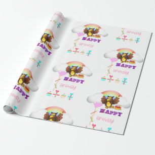 Happy Birthday Wrapping Paper Owl Geschenkpapier