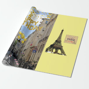 Happy Birthday Wrapping Paper Paris Frankreich Geschenkpapier
