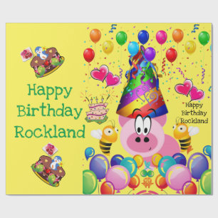 Happy Birthday Wrapping Paper Pig Hummel Geschenkpapier