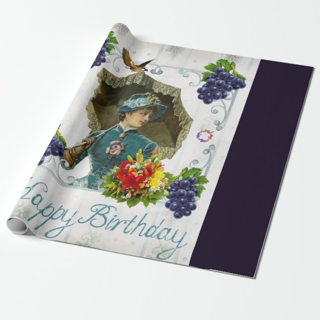Happy Birthday Wrapping Paper Viktorianisch Geschenkpapier (Ungerollt)
