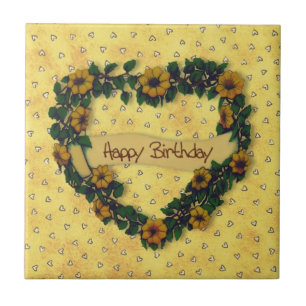 Happy Birthday Wreath Tile Fliese