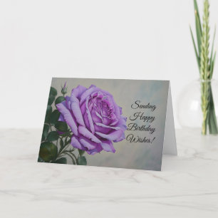 Happy Birthday wünscht Lila Rose Blume Card Karte