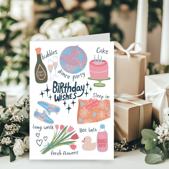 Happy Birthday wünscht Whimsical Sketch Doodle Nie Karte (Happy Birthday Wishes Whimsical Sketch Doodle Cute Card
)