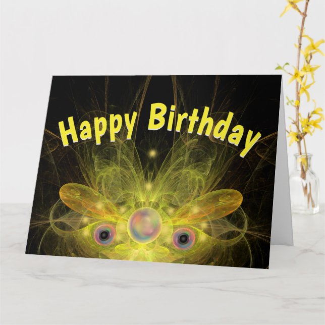 Happy Birthday Yellow Butterfly Angel BIG Card Karte (Gelbe Blume)