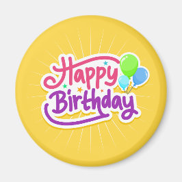Happy Birthday Yellow Gastgeschenk Gift Magnet