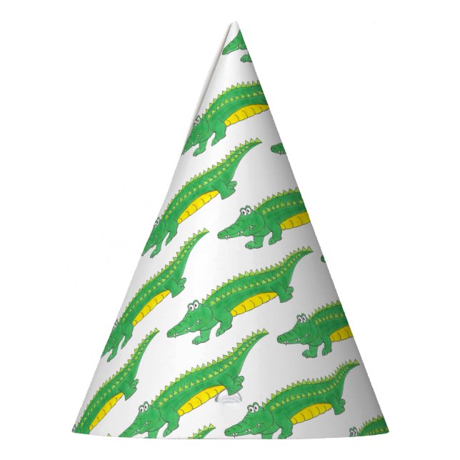 Happy Birthday Yellow Green Alligator Crocodile Partyhütchen (Links)