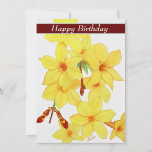 Happy Birthday Yellow Jasmine Blume Card Feiertagskarte