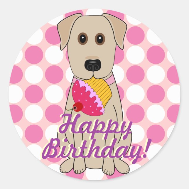 Happy Birthday Yellow Labrador Stickers (Vorderseite)