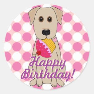 Happy Birthday Yellow Labrador Stickers