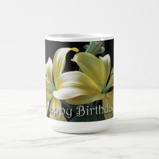 Happy Birthday Yellow Lily Blume Kaffeetasse