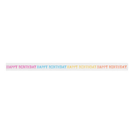 Happy Birthday Yellow Orange Pink Blue Typography Ripsband