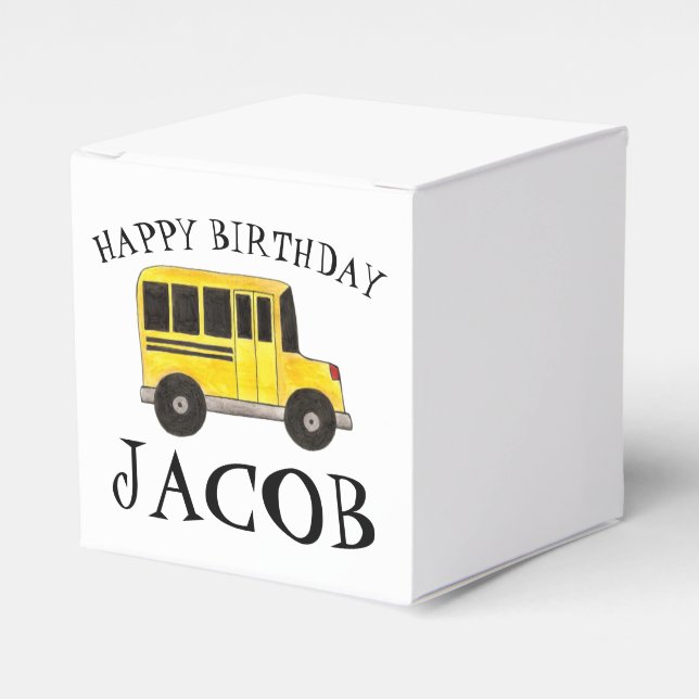 Happy Birthday Yellow School Buslehrer Bildung Geschenkschachtel (Vorderseite)