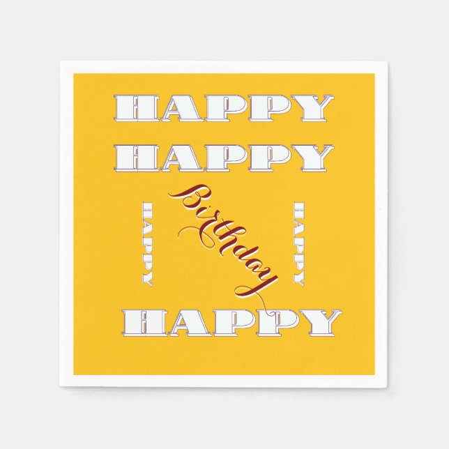 HAPPY Birthday Yellow Serviette (Vorderseite)