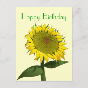 Happy Birthday Yellow Sunflower Floral Post Card Postkarte