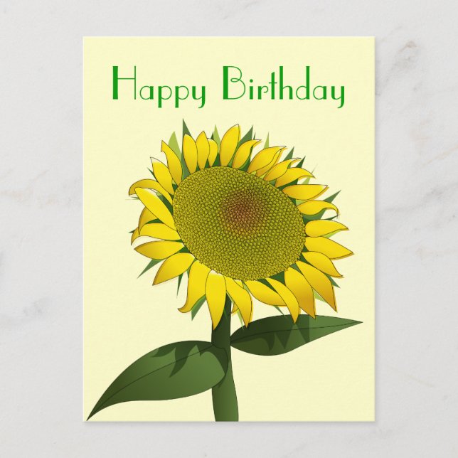 Happy Birthday Yellow Sunflower Floral Post Card Postkarte (Vorderseite)