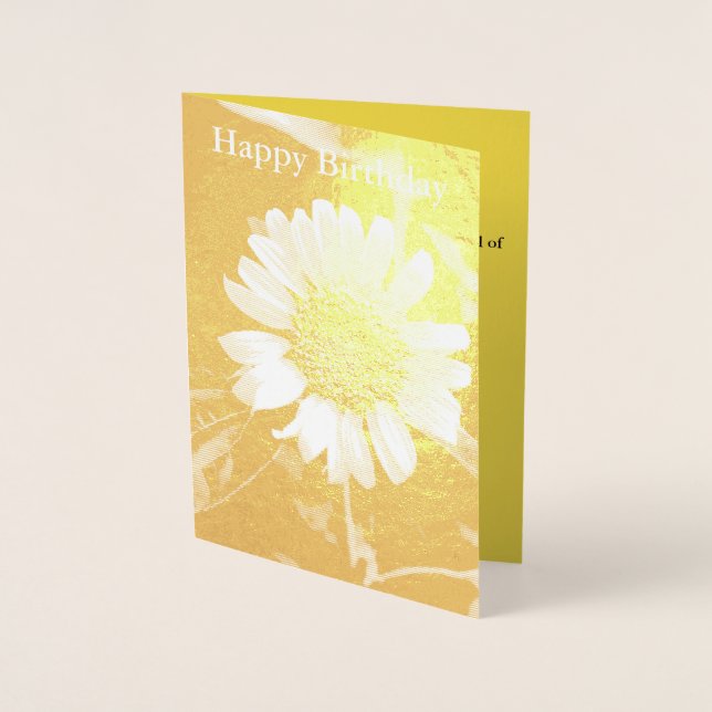 Happy Birthday Yellow Sunflower Gold Foil Card Folienkarte (Vorderseite)
