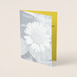 Happy Birthday Yellow Sunflower Silver Foil Card Folienkarte