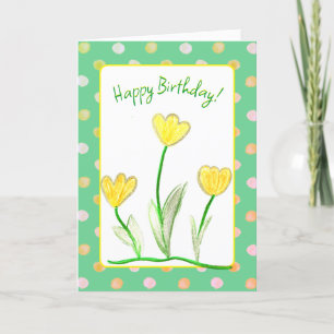 Happy Birthday Yellow Tulip Floral Art Karte