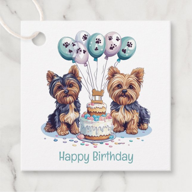Happy Birthday Yorkie Dog Geschenkanhänger (Vorderseite)