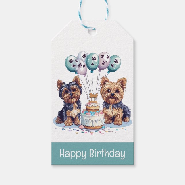 Happy Birthday Yorkie Dog Geschenkanhänger (Vorderseite)