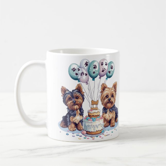 Happy Birthday Yorkie Dog Kaffeetasse (Links)