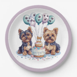 Happy Birthday Yorkie Dog Pappteller