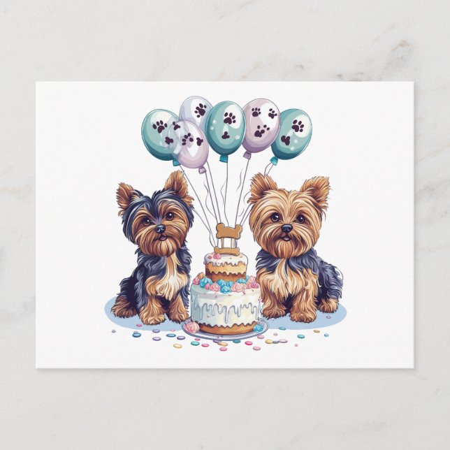 Happy Birthday Yorkie Dog Postkarte (Vorderseite)