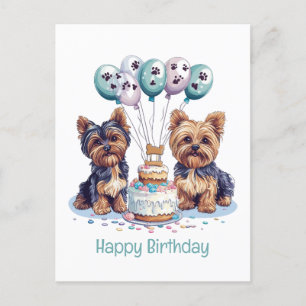 Happy Birthday Yorkie Dog Postkarte