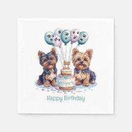 Happy Birthday Yorkie Dog Serviette