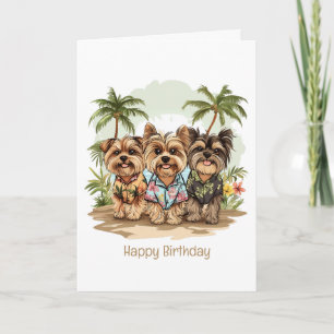 Happy Birthday Yorkie Dogs Hawaiian Shirts Karte