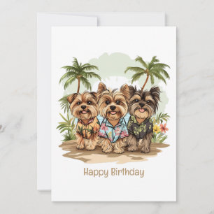 Happy Birthday Yorkie Dogs Hawaiian Shirts Karte