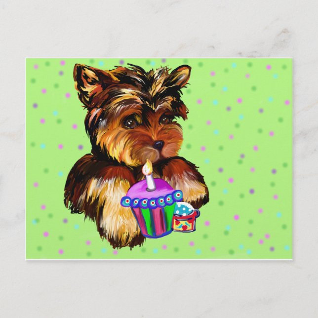 HAPPY BIRTHDAY YORKIE POO POSTKARTE (Vorderseite)