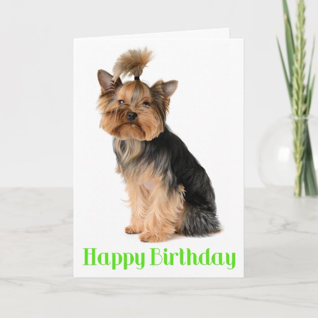 Happy Birthday Yorkshire Terrier Puppy Dog Verse Karte (Vorderseite)
