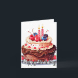 Happy Birthday Yummy Chocolate Cake Art Karte<br><div class="desc">Diese super phantastische Geburtstagskarte zeigt Ihnen einen köstlichen Geburtstagskuchen mit viel Zuckerguss. Bitte passen Sie diese Karte mit Ihrem Text an,  um sie einzigartig und einzigartig zu machen.</div>