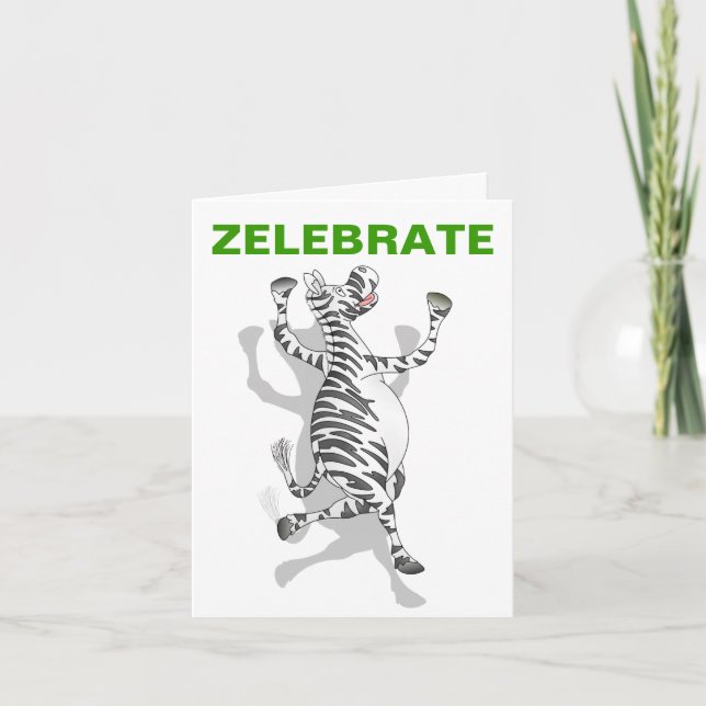 Happy Birthday Zebra feiern Karte (Vorderseite)