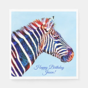 Happy Birthday Zebra Print Personalisiert Napkins Serviette