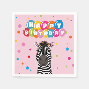 Happy Birthday Zebra Serviette